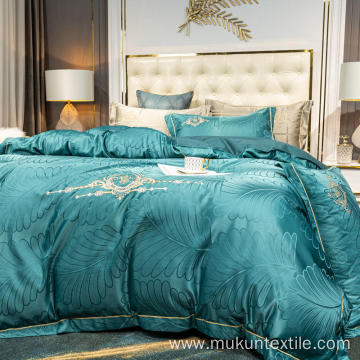 Green Luxury ashed silk jacquard embroidery bedding